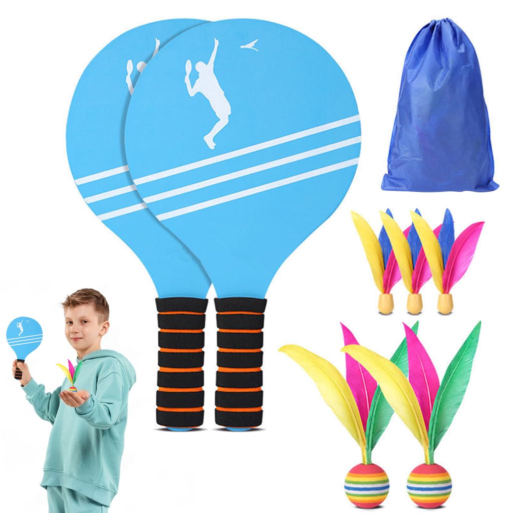Proberos Racket Game Set Kids Shuttlecock Sport Game Wooden Racket with 4 Feather Ball-Base Shuttlecocks Fun Racket Game Sport Set Kids Outdoor Racket Game Set Proberos Racket Game Set Kids Shuttlecock Sport Game Wooden Racket with 4 Feather Ball-Base Shuttlecocks Fun Racket Game Sport Set Kids Outdoor Racket Game Set